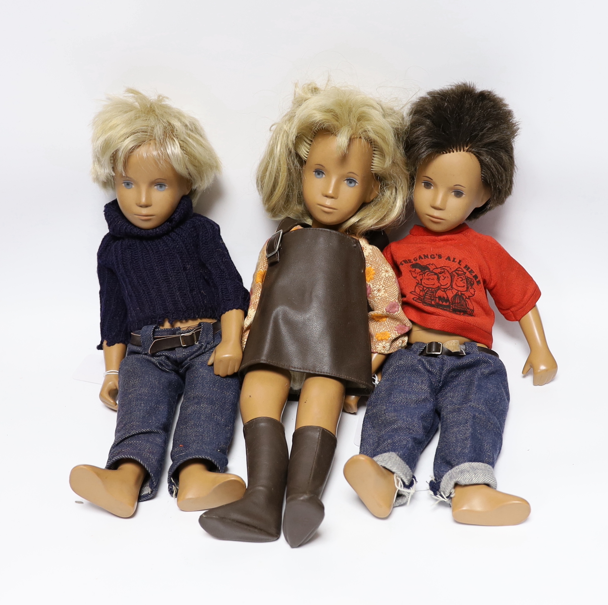 A collection of three Sasha 'Tredon' dolls, c.1970's, in original condition, with a small bag of clothes